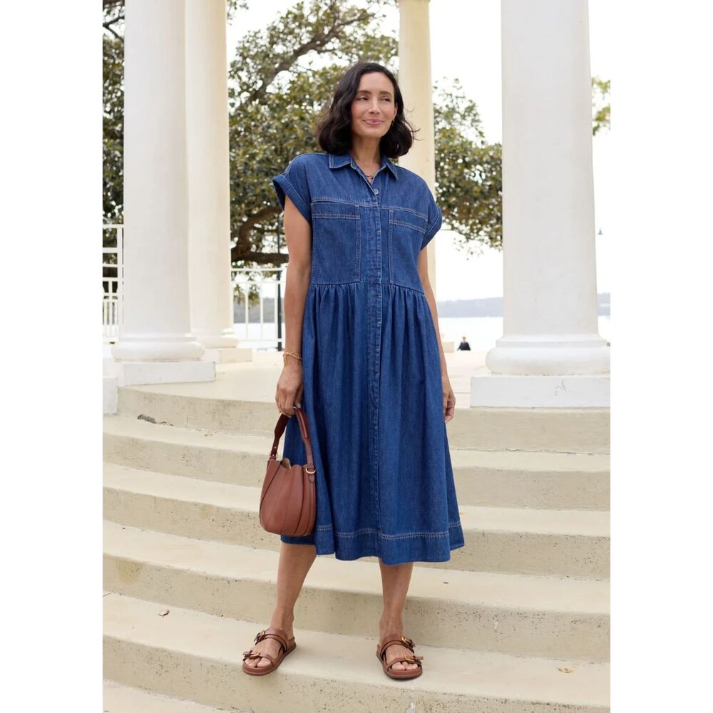 Maye Harper Denim Midi Dress Size AUS XS/US 4